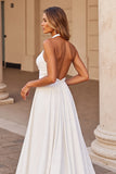 Robe de mariée licol blanc à une ligne
