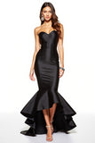 Robe de soirée longue à volants sans bretelles sirène noire