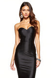 Robe de soirée longue à volants sans bretelles sirène noire