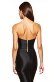 Robe de soirée longue à volants sans bretelles sirène noire