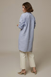 Rayures bleues à manches longues col femme chemise