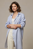 Rayures bleues à manches longues col femme chemise