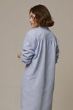 Rayures bleues à manches longues col femme chemise