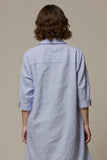 Rayures bleues à manches longues col femme chemise