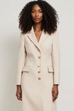 Robe de travail moulante en satin abricot à simple boutonnage
