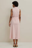 Robe de travail moulante à revers en satin rose avec noeud
