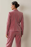 Gris Rose 2 Pièce Cranté Revers Femmes Costumes avec Fleur 3D