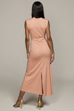 Robe longue formelle en satin fourreau Blush avec fente