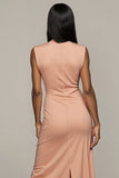Robe longue formelle en satin fourreau Blush avec fente