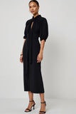 Noir Une ligne trou de serrure Robe semi-formelle avec ceinture