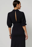 Noir Une ligne trou de serrure Robe semi-formelle avec ceinture