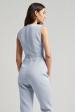 Combinaison longue de travail en satin bleu