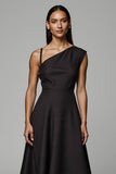 Robe de travail asymétrique Midi noire A Line