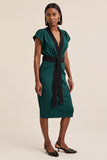Robe de travail vert foncé à manches en V