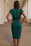 Robe de travail vert foncé à manches en V