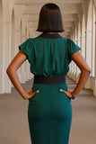 Robe de travail vert foncé à manches en V