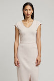 Fourreau Robe de Travail Midi Rose Clair avec Fente