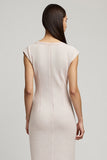 Fourreau Robe de Travail Midi Rose Clair avec Fente