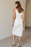 Robe de travail blanche à revers crantés avec ceinture