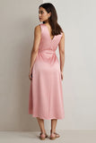 Robe Maix en satin rose à col en V avec drapé