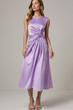 Robe maxi en satin froncé violet