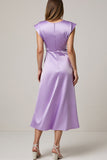 Robe maxi en satin froncé violet