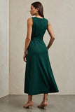 Vert foncé Robe de travail longue ligne avec ceinture