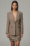 Tweed 2 pièces à revers crantés marron Costumes d’affaires courts