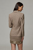 Tweed 2 pièces à revers crantés marron Costumes d’affaires courts