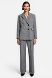 Gris cranté revers simple boutonnage 2 pièces femmes costumes