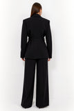 Noir 2 pièces Femmes Costumes avec Ceinture