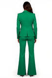 Vert foncé revers cranté 2 pièces femmes costumes