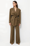 Brown Peak Lapel 2-piece Femmes Costumes avec Ceinture