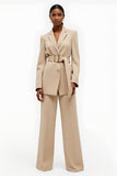 Abricot 2 Pièce Cranched Lapel Femmes Costumes avec Ceintures
