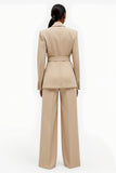 Abricot 2 Pièce Cranched Lapel Femmes Costumes avec Ceintures