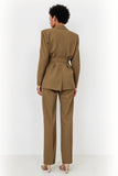 Marron 2 Pièces Peak Lapel Double Breasted Femmes Costumes