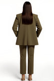 Armg Green Peak Lapel 2 Piece Femmes Costumes