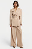 Abricot 2 Pièce Peak Lapel Femmes Costumes avec Ceintures