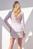 Tenues de bal 2 pièces en tweed rose clair avec franges