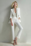 Paillettes blanches scintillantes 2 pièces châle revers femmes costumes avec poches