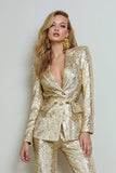 Sparkly Golden 2 Piece Sequin Femmes Costumes avec Manches