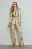 Sparkly Golden 2 Piece Sequin Femmes Costumes avec Manches