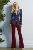 Bleu Rouge Peak Lapel 2 pièces Costumes de bal à simple boutonnage