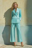 Blue Peak Lapel 2 pièces manches longues costumes de bal avec poches
