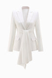 Costume femme blanc 2 pièces à revers cranté avec ceinture