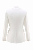 Costume femme blanc 2 pièces à revers cranté avec ceinture