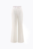 Costume femme blanc 2 pièces à revers cranté avec ceinture