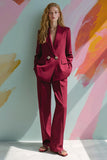 Burgundy Peak Lapel 2 Piece Femmes Bal Costumes avec Poches