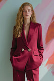 Burgundy Peak Lapel 2 Piece Femmes Bal Costumes avec Poches