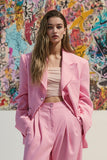 Rose Peak Lapel Satin 2 Piece Femmes Bal Costumes avec Poches